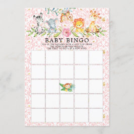 Convite Jogo de Chá de fraldas BINGO para Animais Safari D