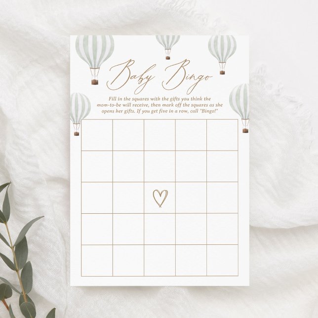 Convite Jogo de Chá de fraldas de Balão de Ar Quente Verde (Criador carregado)