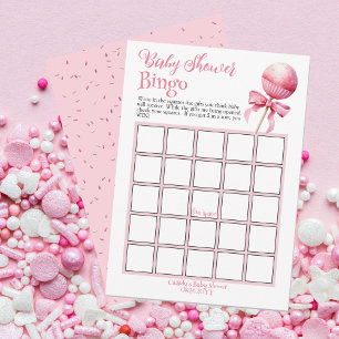 Convite Jogo de Chá de fraldas de Bingo de Bake Rosa