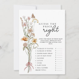 Convite Jogo De Chá de fraldas De Flor Selvagem Adivinha O