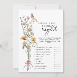 Convite Jogo De Chá de fraldas De Flor Selvagem Adivinha O