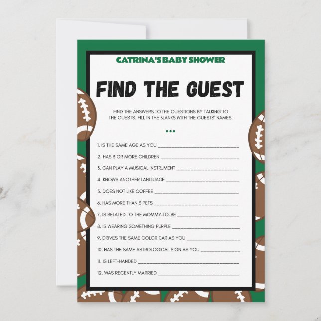 Convite Jogo de Chá de fraldas de futebol, Futebol - Nome  (Frente)