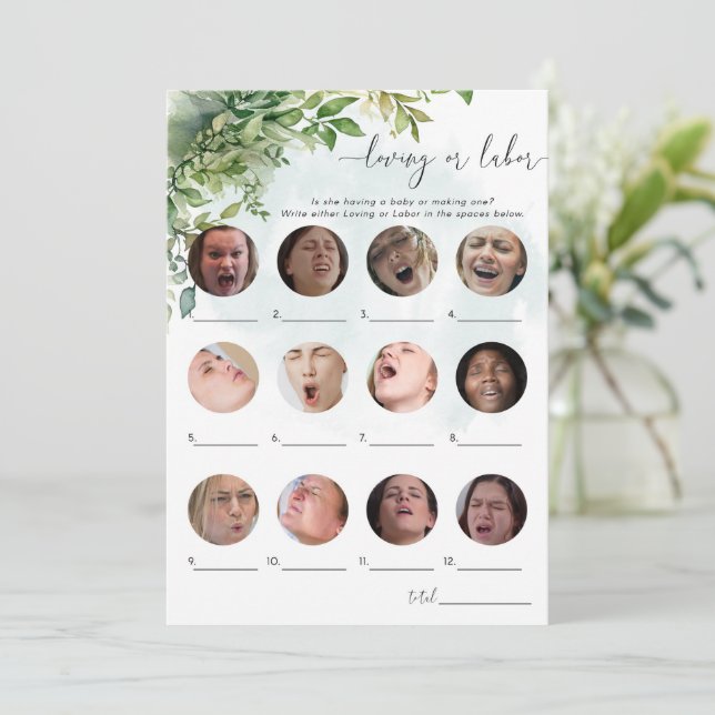 Convite Jogo de Chá de fraldas de Lovor ou Greenery Trabal (Em pé/Frente)