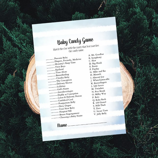 Convite Jogo de Chá de fraldas de Tan Bunny Blue Baby Cand (Criador carregado)