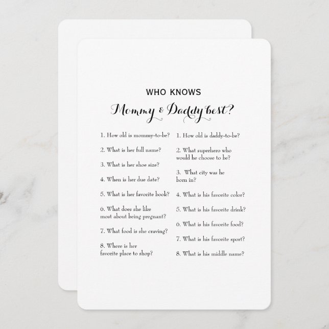 Convite Jogo de Chá de fraldas do Lado Duplo 2 - Conselhos (Frente/Verso)