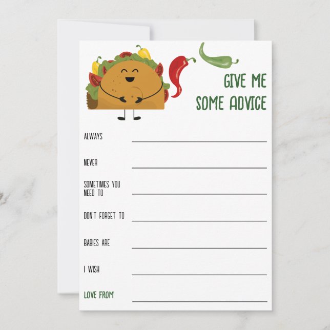 Convite jogo de chá de fraldas fiesta taco mexicano (Frente)