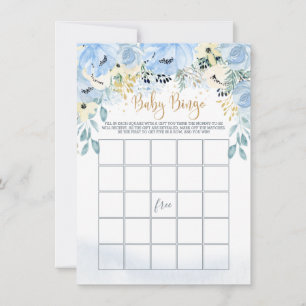 Convite Jogo de Chá de fraldas Floral Azul de Aquarela