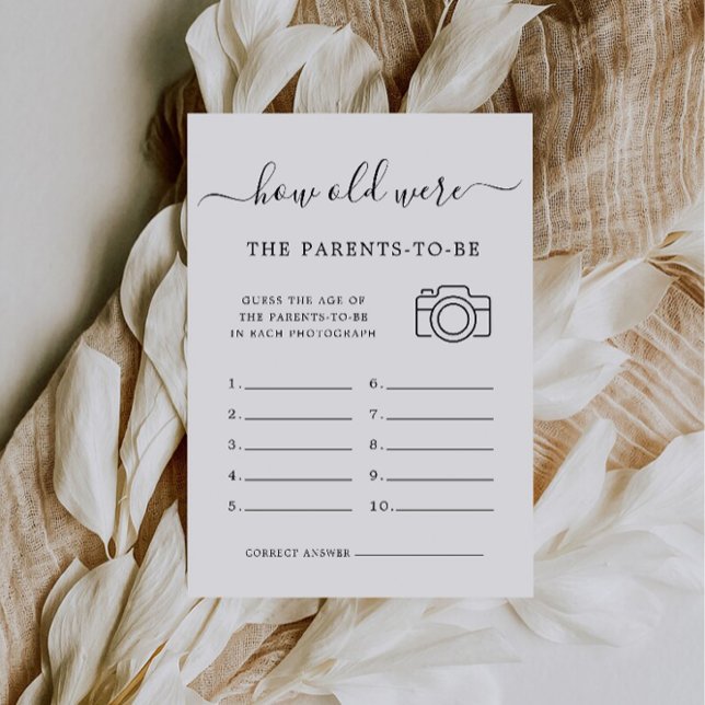 Convite Jogo De chá de fraldas Quão Velhos Eram Os Pais A  (Baby Shower Game How Old Were The Parents-To-Be Invitation)