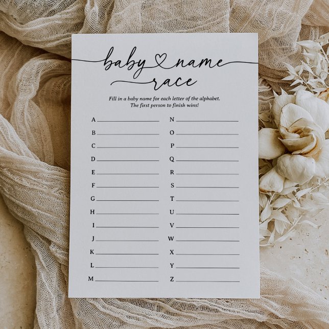 Convite Jogo de Chá de fraldas Race do Nome do Bebê do Scr (Criador carregado)