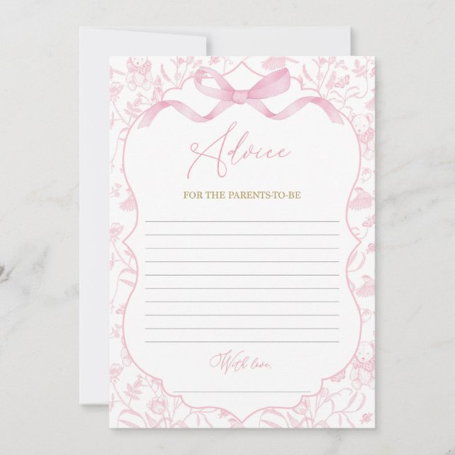 Convite jogo de Chá de fraldas Toile De Jouy Advice (Frente)