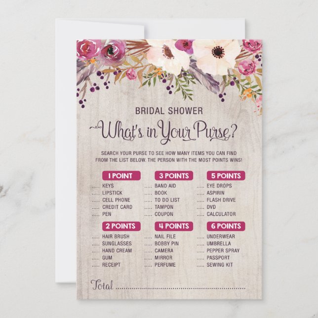 Convite Jogo de Chá de Noiva Rústico O que está na sua Bol (Frente)