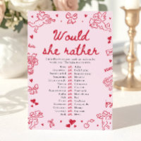 Jogo de Chá de Noiva 'Would She Rather' Desenhado