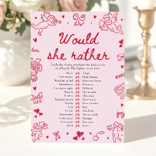 Convite Jogo de Chá de Noiva 'Would She Rather' Desenhado