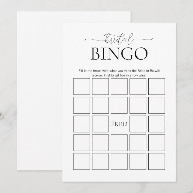 Convite Jogo de Chá de panela de Bingo Mínimo Simples (Frente/Verso)