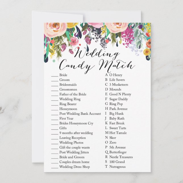 Convite Jogo de Chá de panela de Casamento de Candy Match  (Frente)