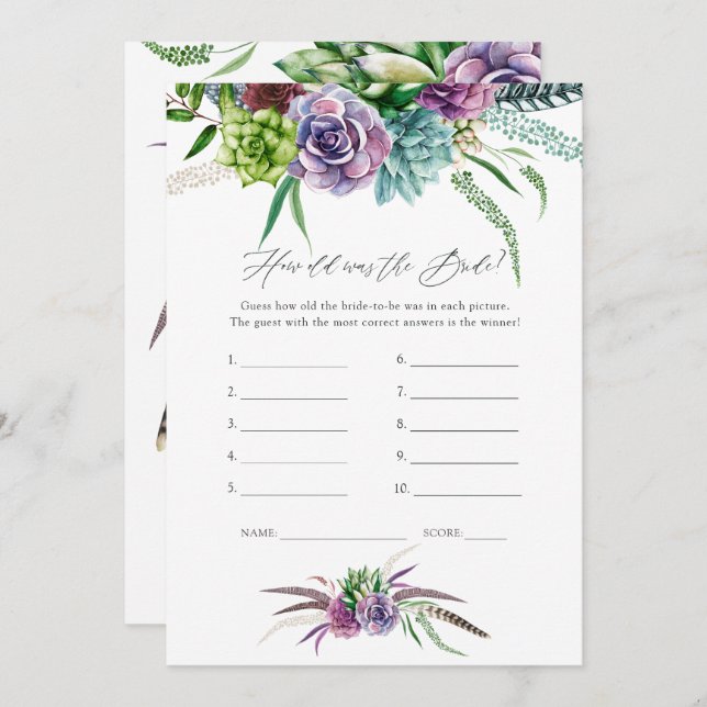 Convite Jogo de Chá de panela de Sucultos Místicos (Frente/Verso)