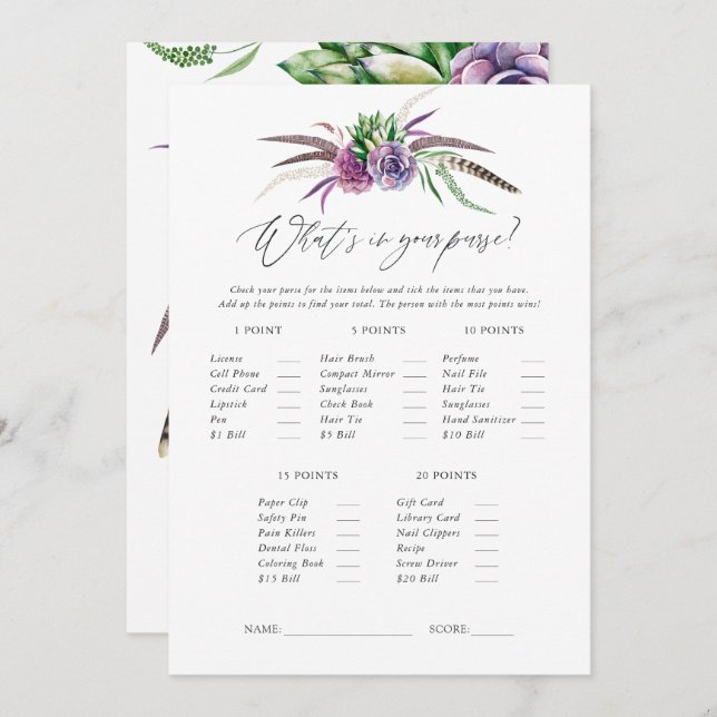 Convite Jogo de Chá de panela de Sucultos Místicos (Frente/Verso)