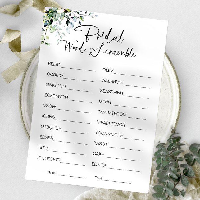 Convite Jogo de Chá de panela do Word Scramble (Criador carregado)