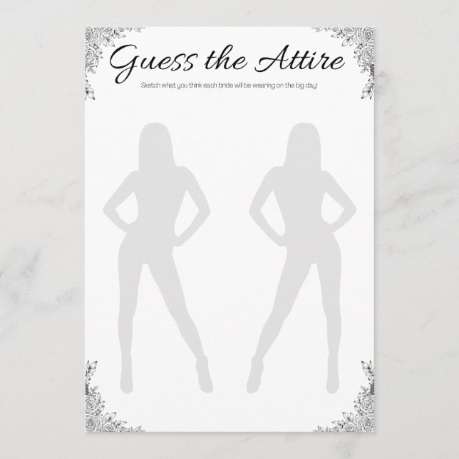 Convite Jogo de Chá de panela Lésbica, Adivinhem o Traje (Frente)