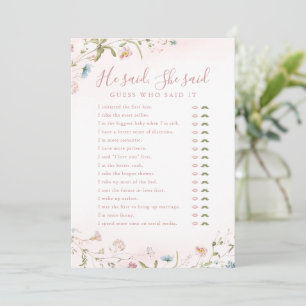 Convite Jogo de chá de panela "Wildflower Ele disse Ela di