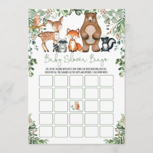 Convite Jogo de Chás de fraldas de Bingo de Animais da Fl