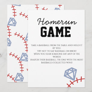 Convite Jogo de Chuveiro de Noiva Brilho Homerun Beisebol 