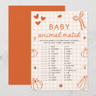 Convite Jogo de Correspondência de Bebê Animal com Abóbora