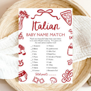 Convite Jogo de Correspondência de Nomes de Bebê Italianos