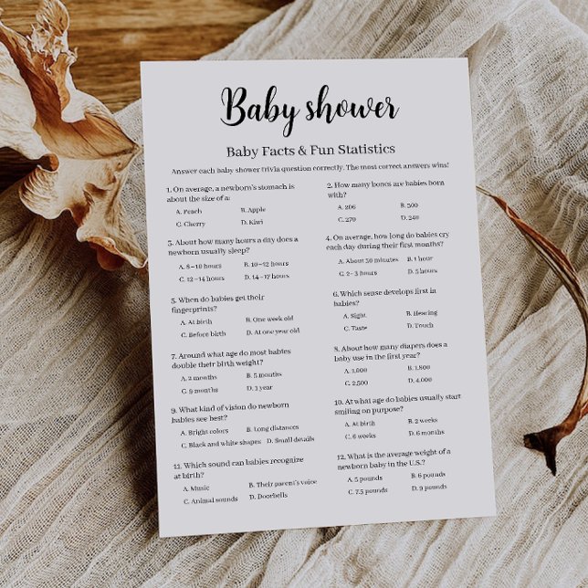 Convite Jogo de Fatos e Estatísticas Divertidas do Bebê pa (Baby Shower Baby Facts & Fun Statistics Game Invitation)