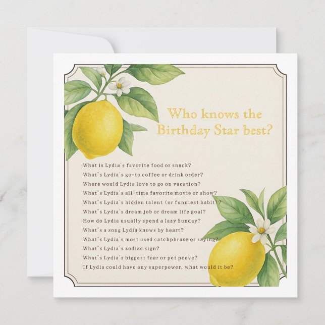 Convite Jogo de Festa de aniversário Imprimível (Frente)