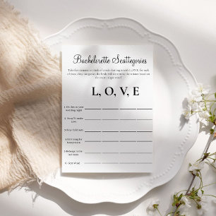 Convite Jogo de festa de despedida de solteira Scattegorie