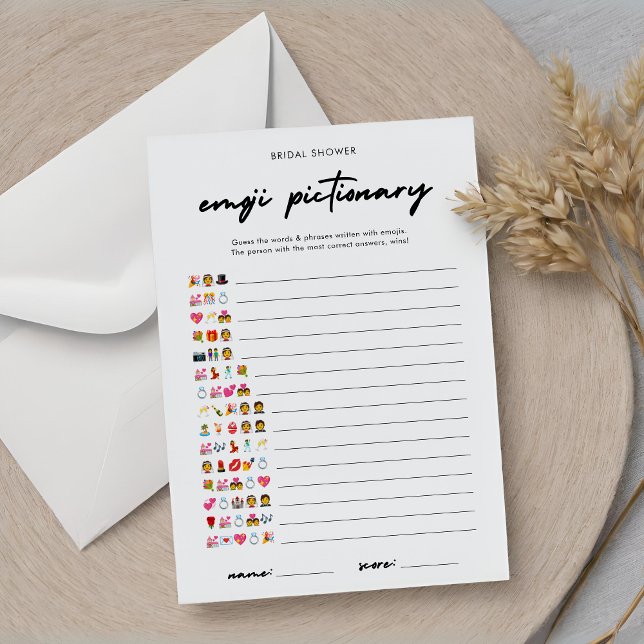 Convite Jogo de Imagem Emoji Moderno Bridal com Respostas (Criador carregado)