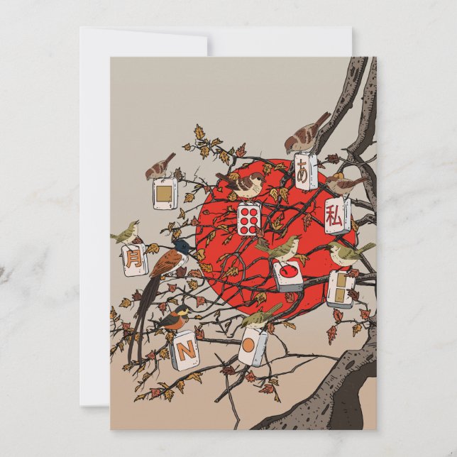 Convite Jogo de Mahjong Pássaros (Frente)