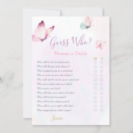 Convite Jogo de Mamães ou Chás de fraldas de borboletas