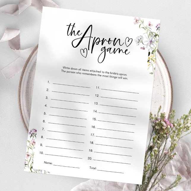 Convite Jogo de Memória Apron de Chá de panela de Flor Sel (Criador carregado)