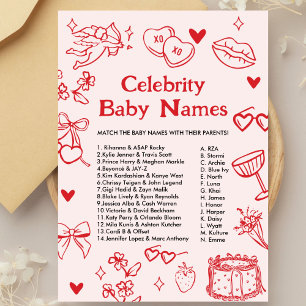 Convite Jogo de Nomes de Bebês de Celebridades de Dia dos 