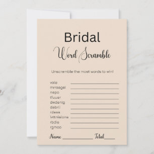 Convite Jogo de Palavra Bridal da Amêndoa Brown