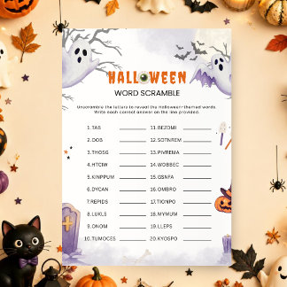 Convite Jogo de Palavras Desembaralhadas de Halloween | Jo