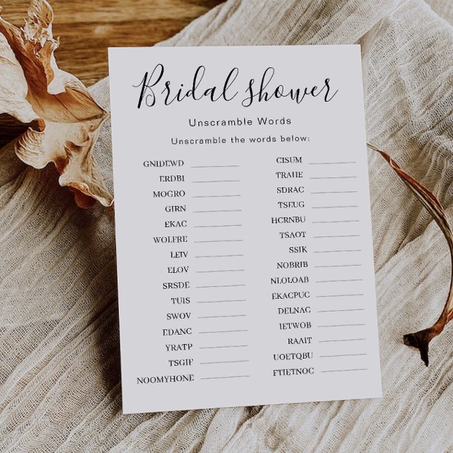 Convite Jogo de Palavras Desordenadas para Chá de Noiva |  (Bridal Shower Word Scramble Game | Wedding Shower Invitation)