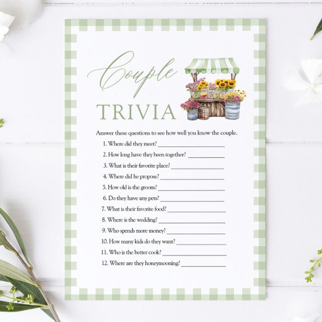Convite Jogo de perguntas e respostas para chá de noiva do (Farmers Market Couple Trivia Bridal Shower Game)