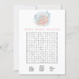 Convite Jogo de Pesquisa de Palavras de Chá de fraldas de