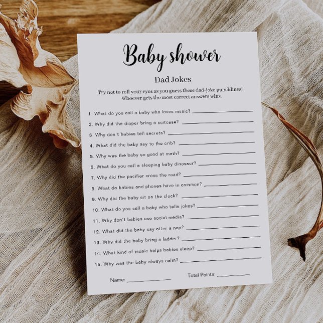 Convite Jogo de Piadas de Papai no Chá de Bebê Imprimível, (Baby Shower Dad Jokes Game Printable, Invitation)
