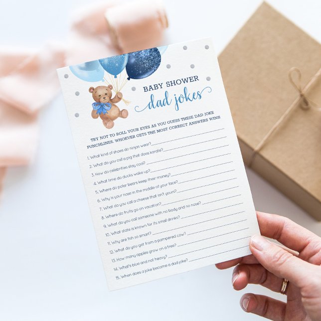Convite Jogo de Piadas do Papai no Chá de Bebê Urso Teddy  (Criador carregado)