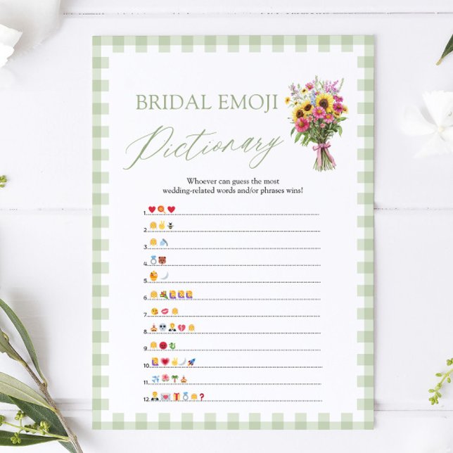 Convite Jogo de Pictionary com Emojis para Chá de Noiva em (Sage Green Bridal Shower Emoji Pictionary Game)