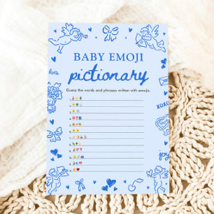 Convite Jogo de Pictionary de Emoji de Bebê Desenhado à Mã