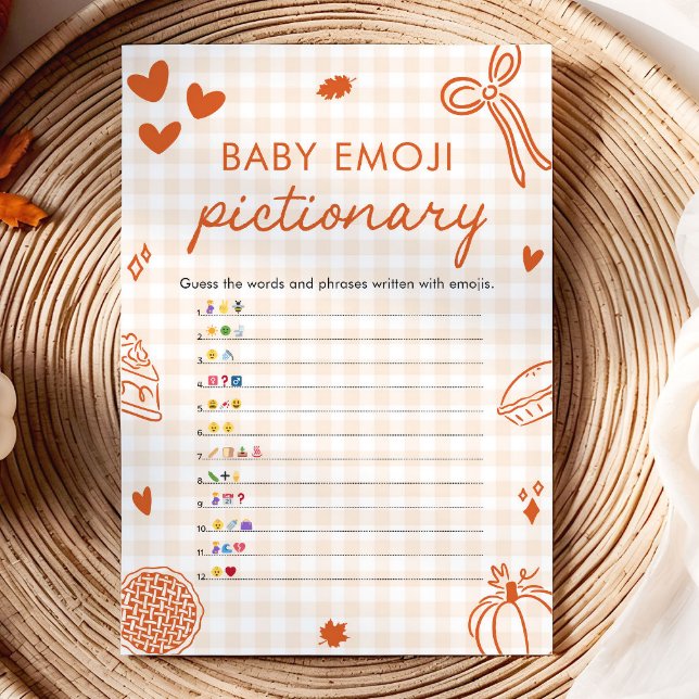 Convite Jogo de Pictionary de Emoji de Bebê Italiano Desen (Fall Hand Drawn Italian Baby Emoji Pictionary Game)