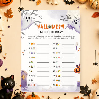 Convite Jogo de Pictionary de Emoji de Halloween | Festa A