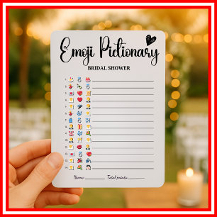 Convite Jogo de Pictionary de Emoji de Noiva Elegante Mode