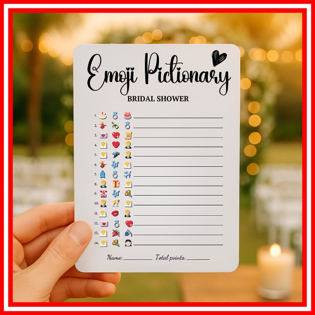 Convite Jogo de Pictionary de Emoji de Noiva Elegante Mode (Criador carregado)