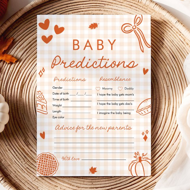 Convite Jogo de Predição de Bebê Desenhado à Mão no Outono (Fall Hand Drawn Baby Prediction Baby Shower Game)